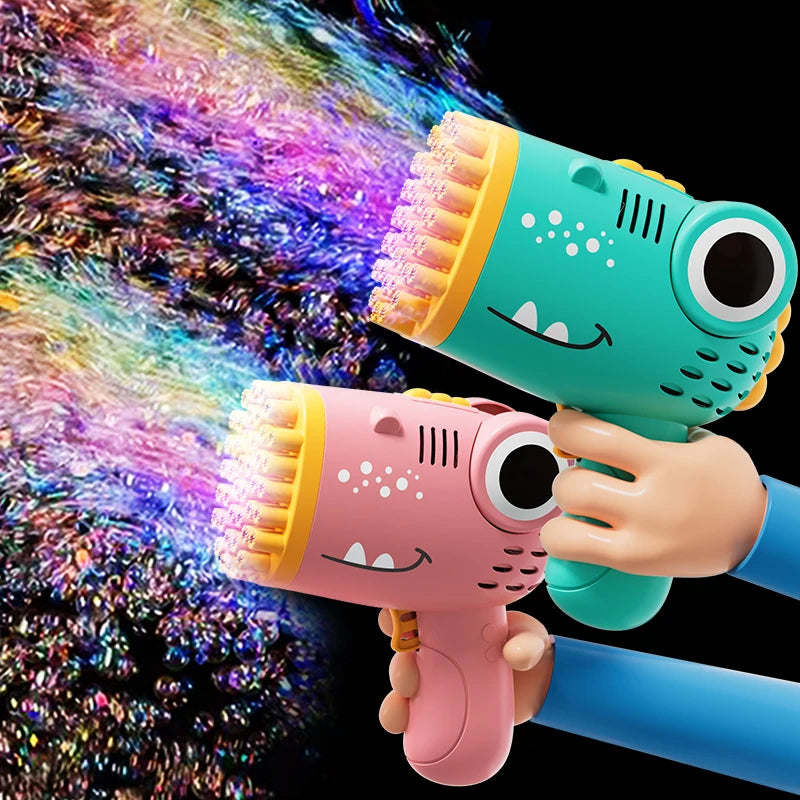 40 Hole Dinosaur Bubble Handheld Bubble Machine, Electric Bubble Gun, Outdoor Wedding Party Toy(Without Bubble Water)