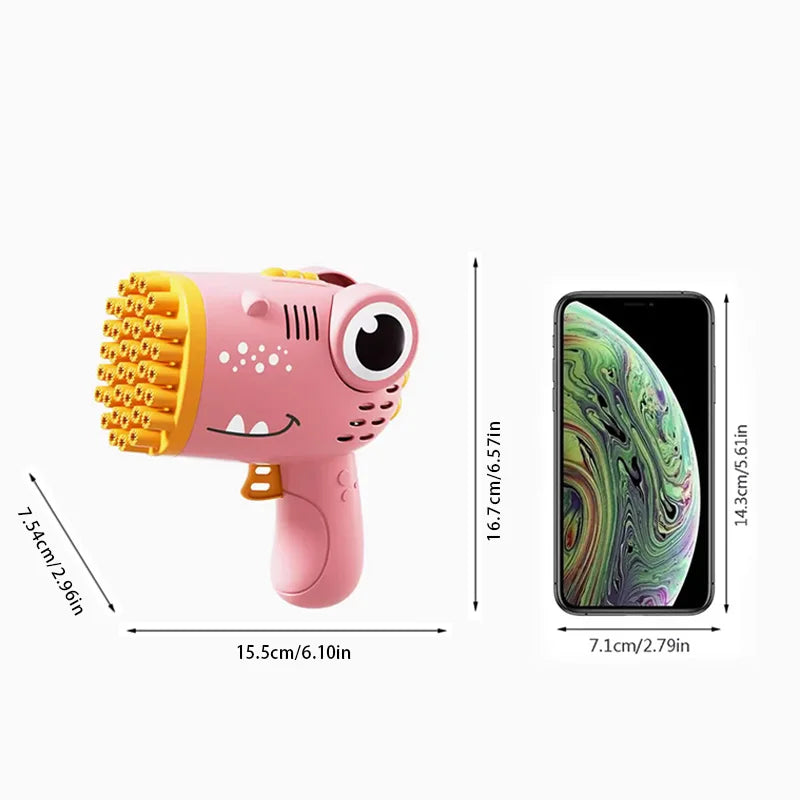 40 Hole Dinosaur Bubble Handheld Bubble Machine, Electric Bubble Gun, Outdoor Wedding Party Toy(Without Bubble Water)