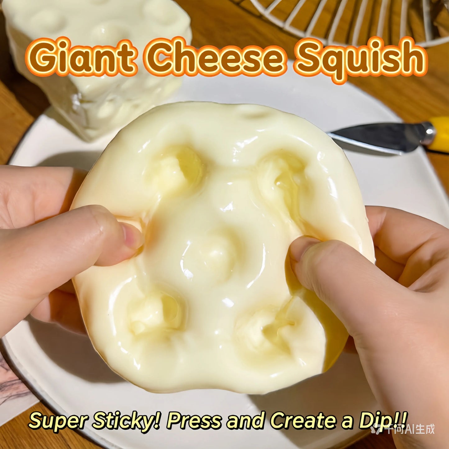 Squishy Cheese Block - Yellow, Moldable Fidget Toy with Squeeze Feature, Ideal for Play and Relaxation Giant Cheese Squishy - 6/7Cm Moldable Non-Rebound & Slow Rebound Fidget Toy | Viral ASMR Stress Ball Glutinous