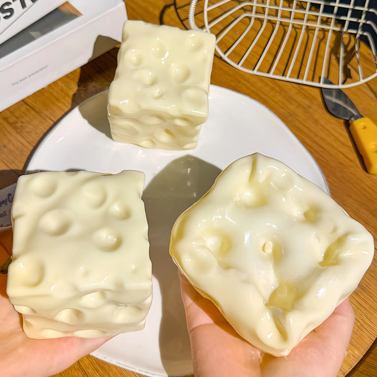 Squishy Cheese Block - Yellow, Moldable Fidget Toy with Squeeze Feature, Ideal for Play and Relaxation Giant Cheese Squishy - 6/7Cm Moldable Non-Rebound & Slow Rebound Fidget Toy | Viral ASMR Stress Ball Glutinous