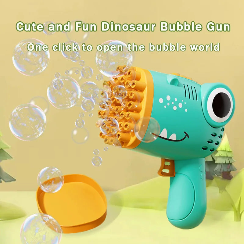 40 Hole Dinosaur Bubble Handheld Bubble Machine, Electric Bubble Gun, Outdoor Wedding Party Toy(Without Bubble Water)